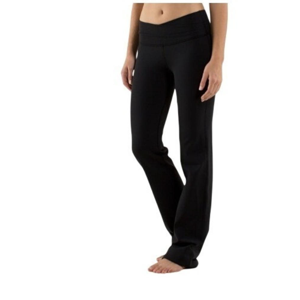Lululemon Vintage Astro Flare Yoga Pants Luon Black Crossover Waistband Sz 8